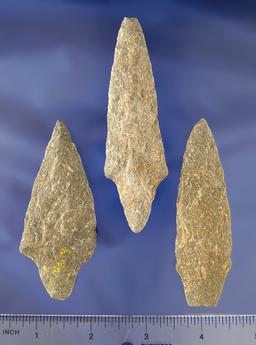 Three very nice Pennsylvania Arrowheads, largest is 3 13/16"