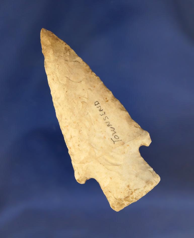 2 13/16" Archaic Stemmed found in Calhoun Co., Illinois.  Ex. Townsend.