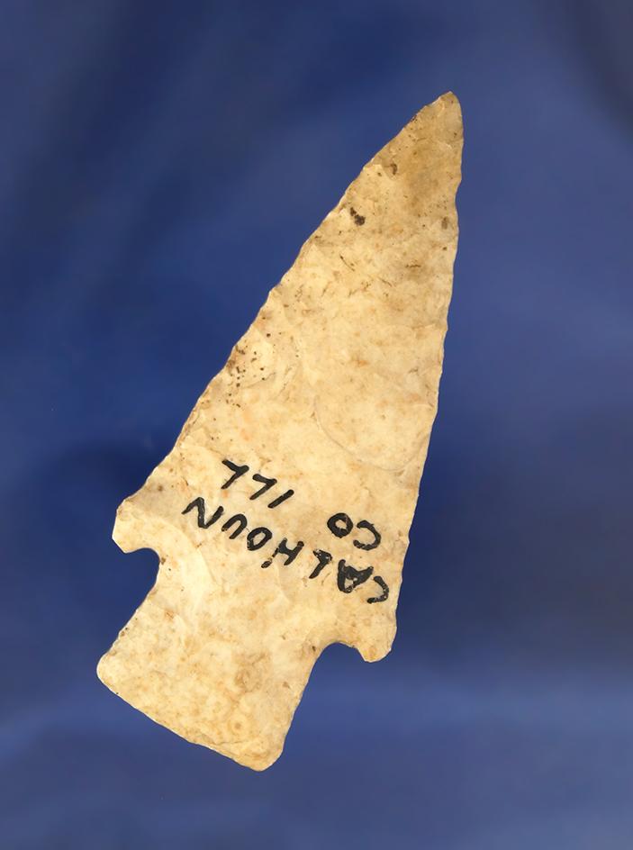 2 13/16" Archaic Stemmed found in Calhoun Co., Illinois.  Ex. Townsend.