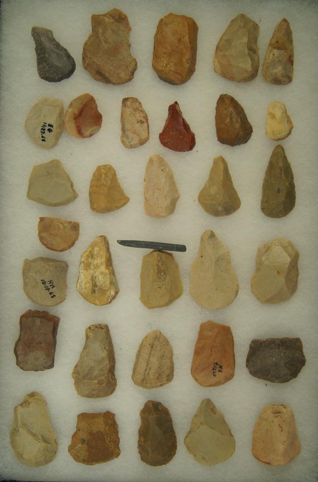 Nice assortment of Hafted and Thumb Scrapers found in Greenup Co., Kentucky. Ex. Claxton.