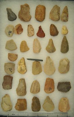 Nice assortment of Hafted and Thumb Scrapers found in Greenup Co., Kentucky. Ex. Claxton.