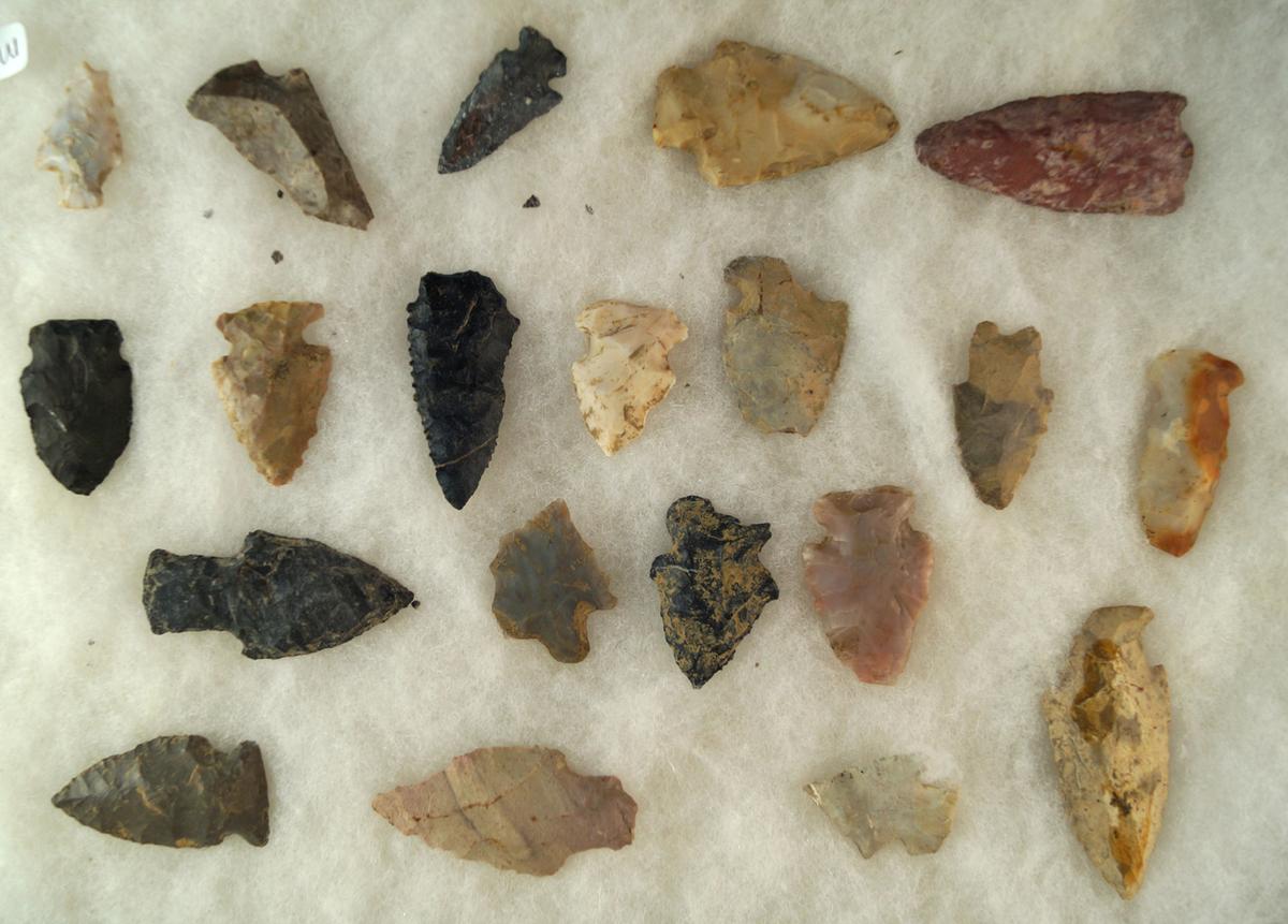 Group of 20 assorted Ohio Arrowheads, largest is 2 1/8".