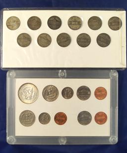 Complete 11 Coin Silver War Nickel Set VG-VF and 1968 Coin Set Cent – Half Dollar P, D and S AU-BU