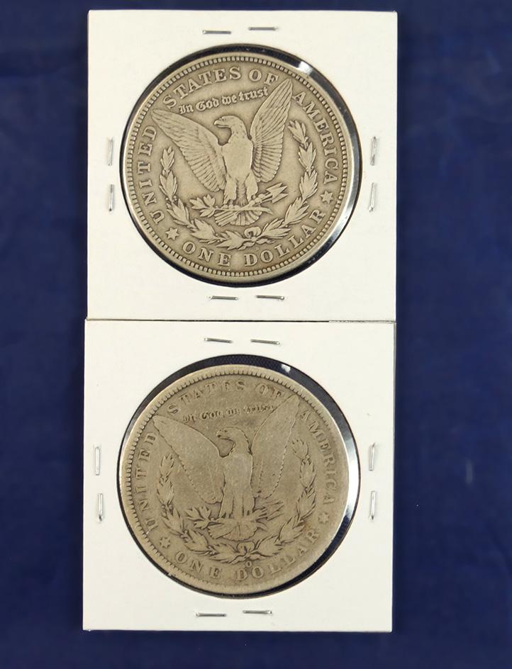 1887-O and 1921-D Morgan Silver Dollars VG-VF