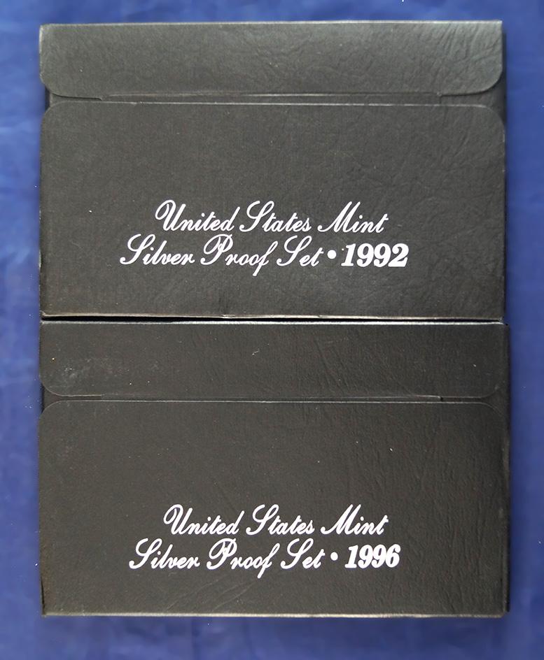 1992 and 1996 Silver Proof Sets in Original Boxes with COA’s