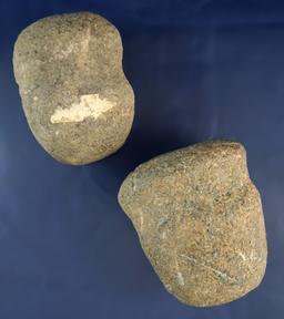 Pair of Grooved Hammerstones found in Ohio, largest is 2 13/16".