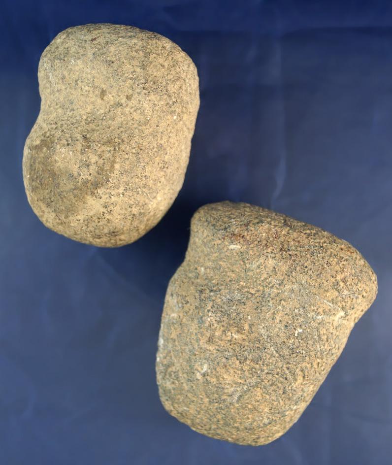 Pair of Grooved Hammerstones found in Ohio, largest is 2 13/16".