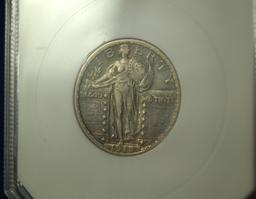 1918 Over 7-S Standing Liberty Quarter Certified AU 55 by PCI