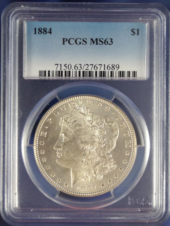 1884 Morgan Silver Dollar Certified MS 63 by PCGS