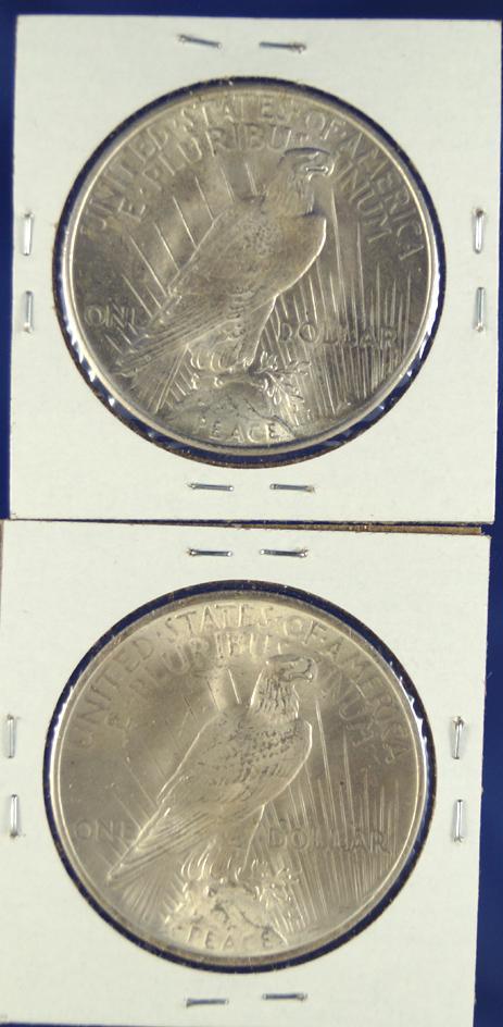 1922 and 1923 Peace Silver Dollars AU-BU