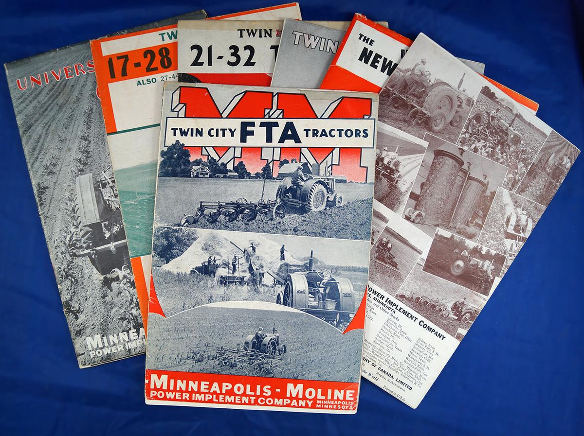 Set of 7 Minneapolis-Moline T win City tractor brochures; 1930's & 40's. *See full description.
