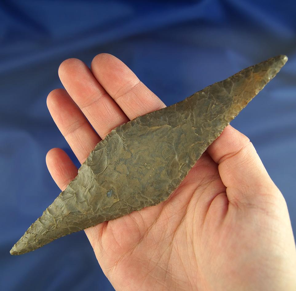 Nice! Very large 6 1/2" Harahey Knife made from Hornstone found in southern Ohio. Bennett COA.