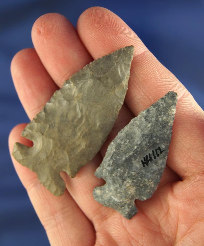 Pair of Intrusive Mound Points made from Coshocton Flint found in Pickaway Co.,  Ohio.