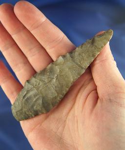 4" early Adena made from Upper Mercer Flint found in Wayne Co., Ohio. Ex. Jeff Doren Collection.