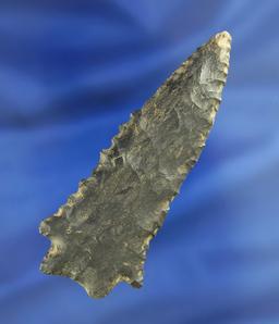 Excellent style and serrations on this heavily patinated 3 3/8" Dover Flint Knife found in Tennessee