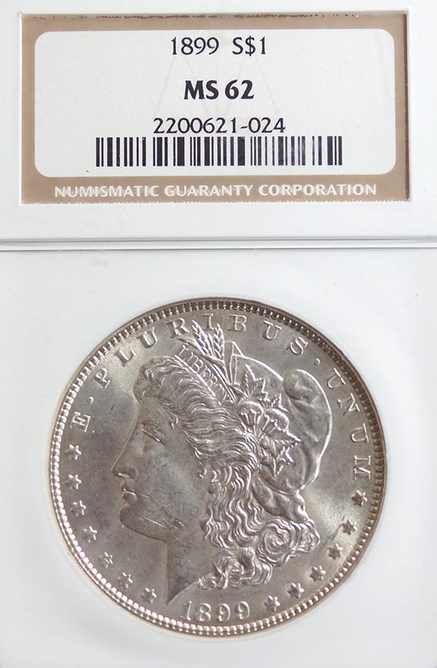 1899 Morgan Silver Dollar Certified MS 62 by NGC