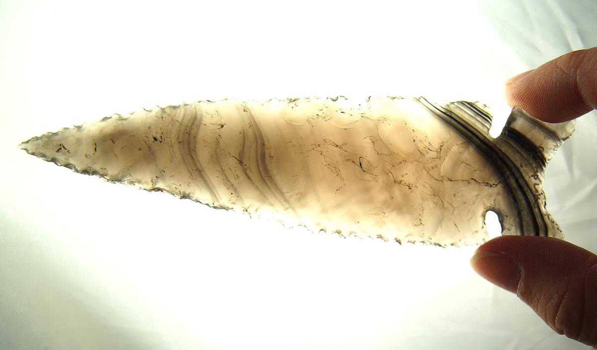 Exceptional and large! 4 7/8" Northern Sidenotch made from highly translucent Obsidian