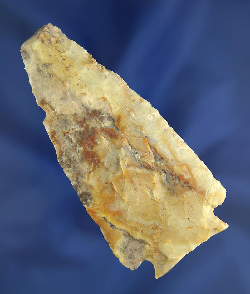 3 1/2" Flint Ridge Flint Decatur Fracture Base with a tip Nick. Easily restorable. Beautiful Ridge.