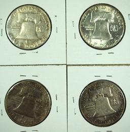 1953, 1953-D, 1954-D and 1954-S Franklin Half Dollars VF-AU