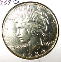 1934-S Peace Silver Dollar AU Details
