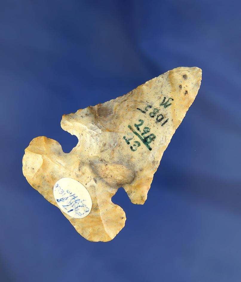 2 3/8" Thebes E-Notch Bevel made from Flint Ridge Flint found in Fairfield Co., Ohio. Ex. Townsend.
