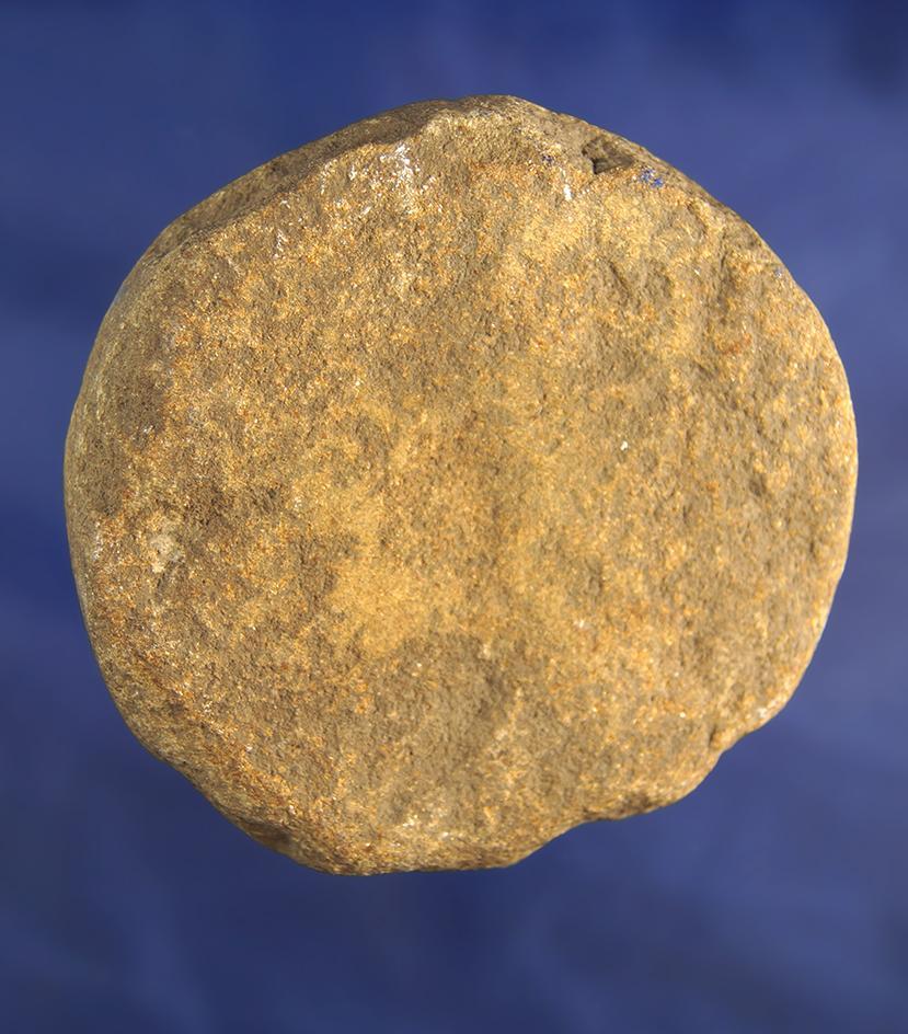 3" Sandstone Discoidal found on the Guthridge Farm near Flint Ridge, Licking Co., Ohio.