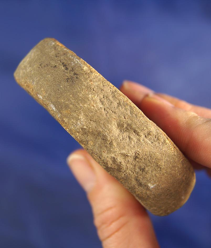 3" Sandstone Discoidal found on the Guthridge Farm near Flint Ridge, Licking Co., Ohio.