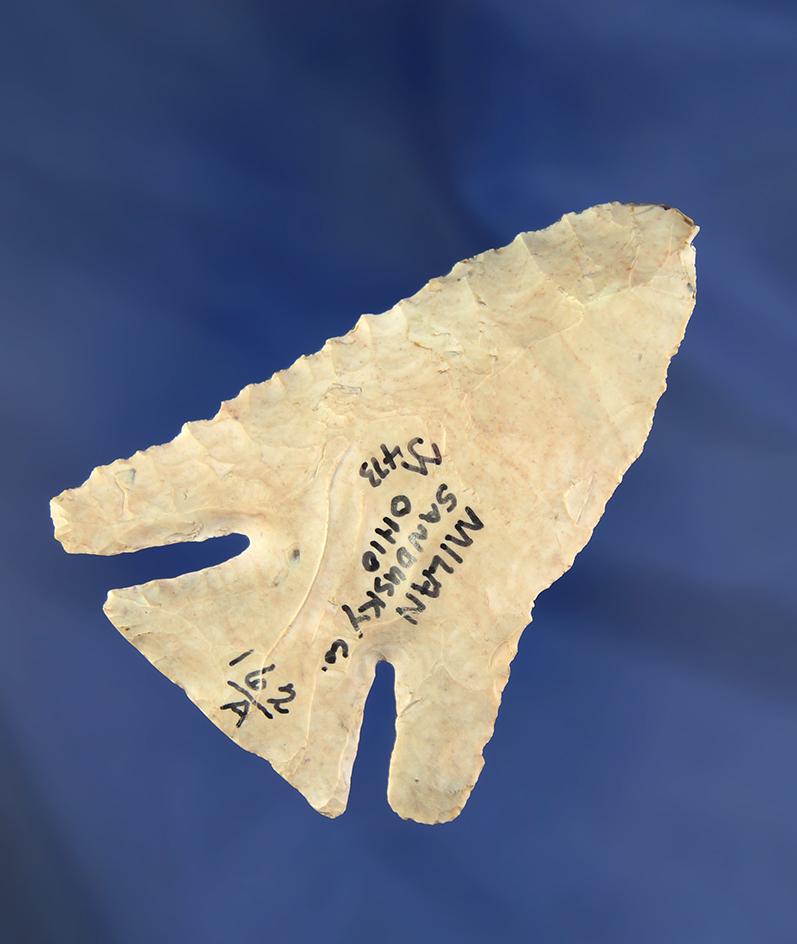 2 3/4" Well Styled Archaic Deep Notch Bevel found near Milan in Sandusky Co., Ohio. Ex. Don Bapst.