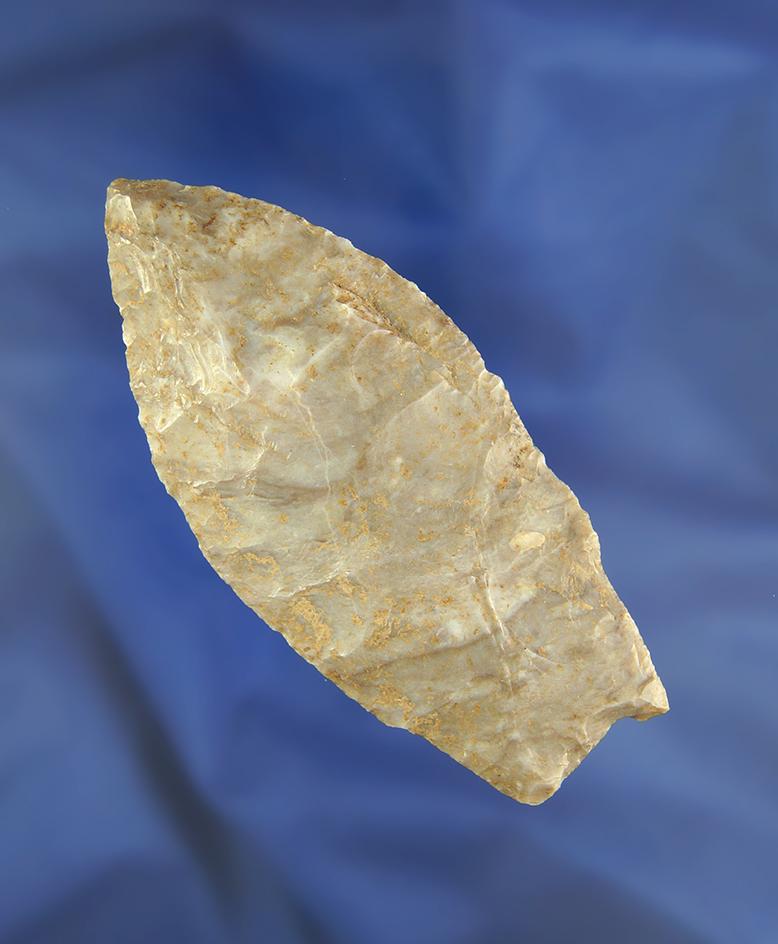 3 1/2" Paleo Stemmed Lanceolate  found in Medina Co., Ohio near Brunswick. Ex. Roy Collins.