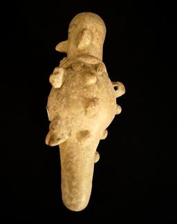 5 3/4" Long Jalisco Culture Human Effigy Pipe   Mexico, circa 200 BC - 200 AD.  COA.