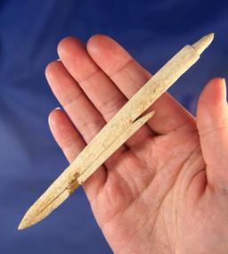 5 7/8" socketed bone harpoon tip found in Alaska. Ex. Favell museum.