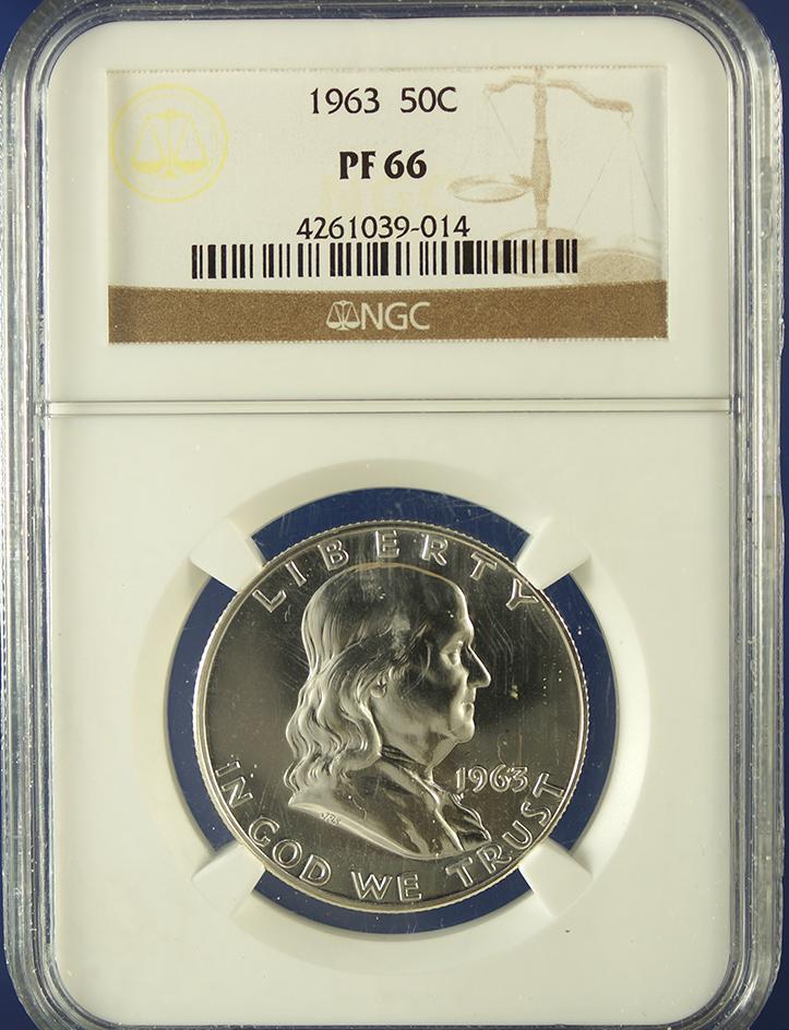 1963 Franklin Half Dollar Certified Proof 66 by NGC