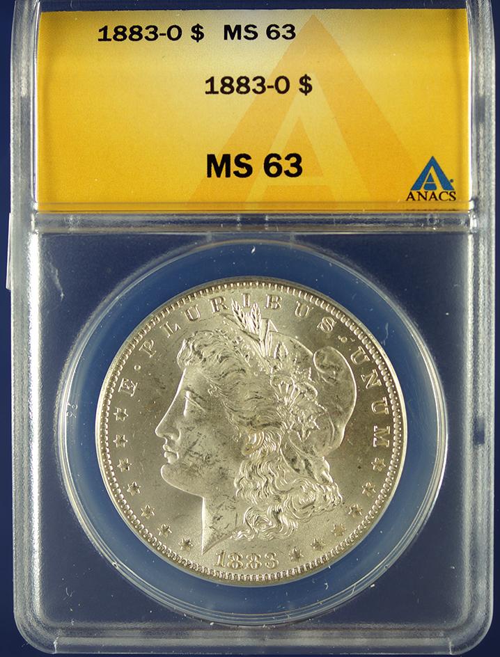 1883-O Morgan Silver Dollar Certified MS 63 by ANACS