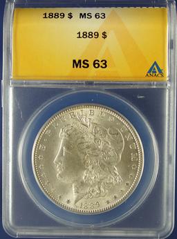 1889 Morgan Silver Dollar Certified MS 63 by ANACS