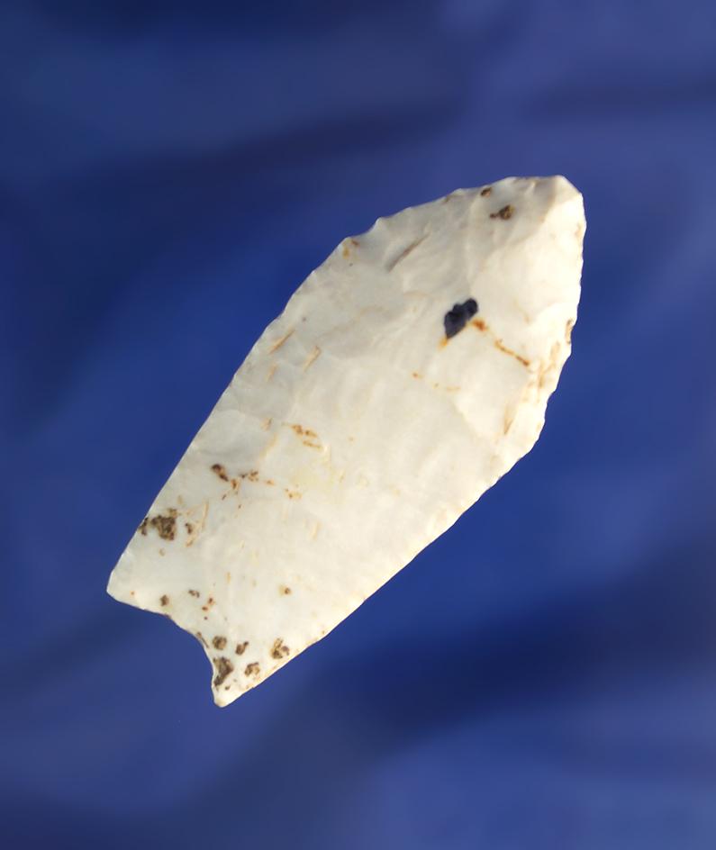 Sale highlight! Superb flaking on this 2 3/16" Burlington Flint Agate Basin - central Illinois.