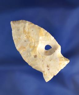 Very unique hole in Flint! 2 3/8" Flint Ridge Flint stemmed point found in Ohio.