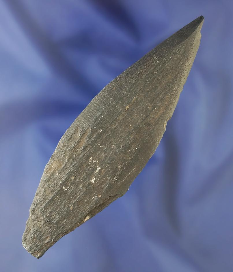 Nicely styled 4 1/2" Slate Spear point found near San Juan Island, Washington.