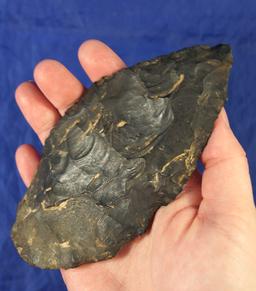 Heavily patinated 5 5/16" Coshocton Flint Blade found near Kirkersville, Ohio in 1922.