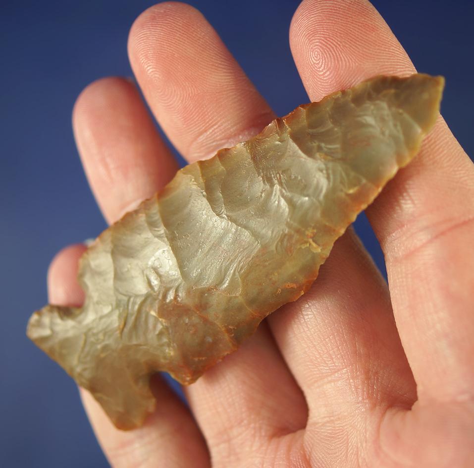 2 7/8" Archaic Sidenotch made from Carter Cave Flint that is nicely colored found in Kentucky.