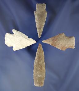 Set of four Texas arrowheads, largest is 2 15/16". All from the Helen DeMoss collection.