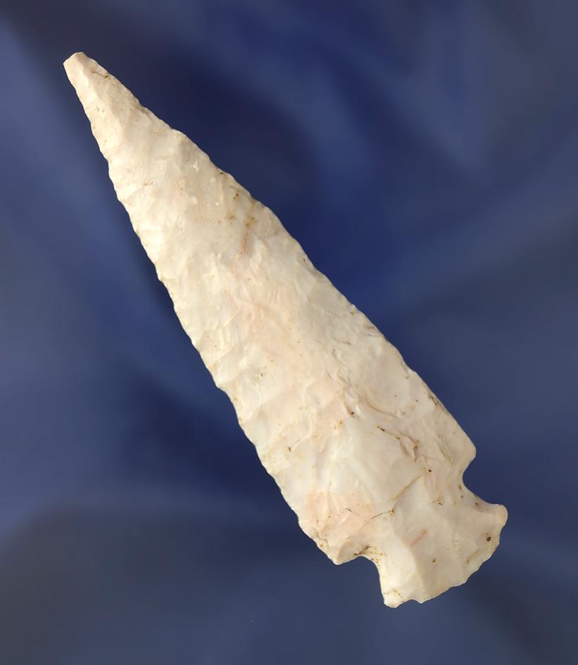 3 3/4" Gibson point made from attractive pink and cream material found in Adair Co.,  Missouri.
