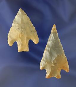 Pair of nicely styled arrowheads found in Alabama, largest is 2 1/4".