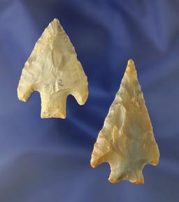 Pair of nicely styled arrowheads found in Alabama, largest is 2 1/4".