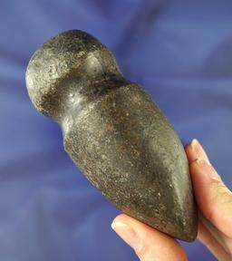 Rare style! 4 1/2" long 3/4 slant grooved Hardstone Axe found in Iowa. Jerry Dickey COA.