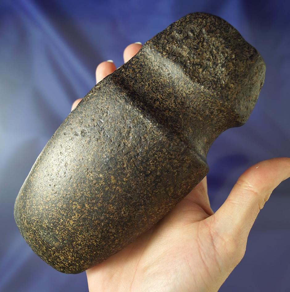 6 1/2" long 3/4 grooved Hardstone Axe - very well defined with a nice bit. Hancock Co., Ohio.