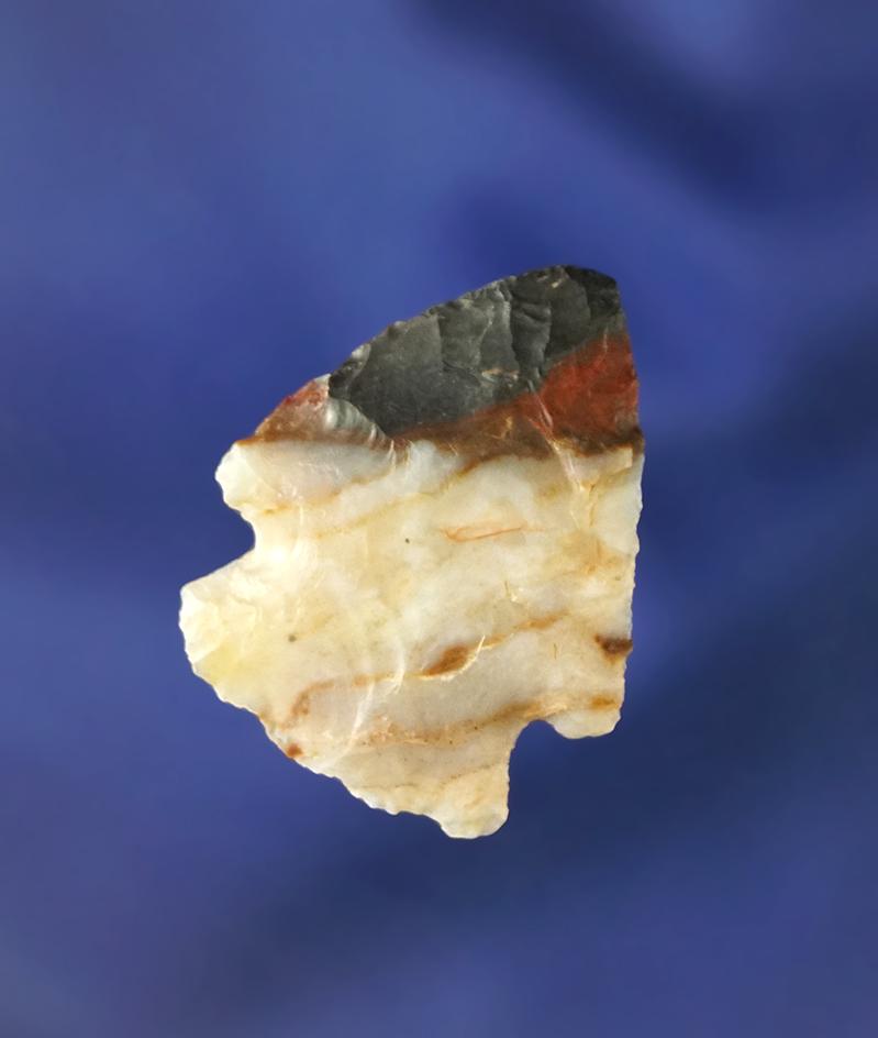 1 1/16" Cornernotch arrowhead made from attractive Alibates Flint found in southern Colorado.