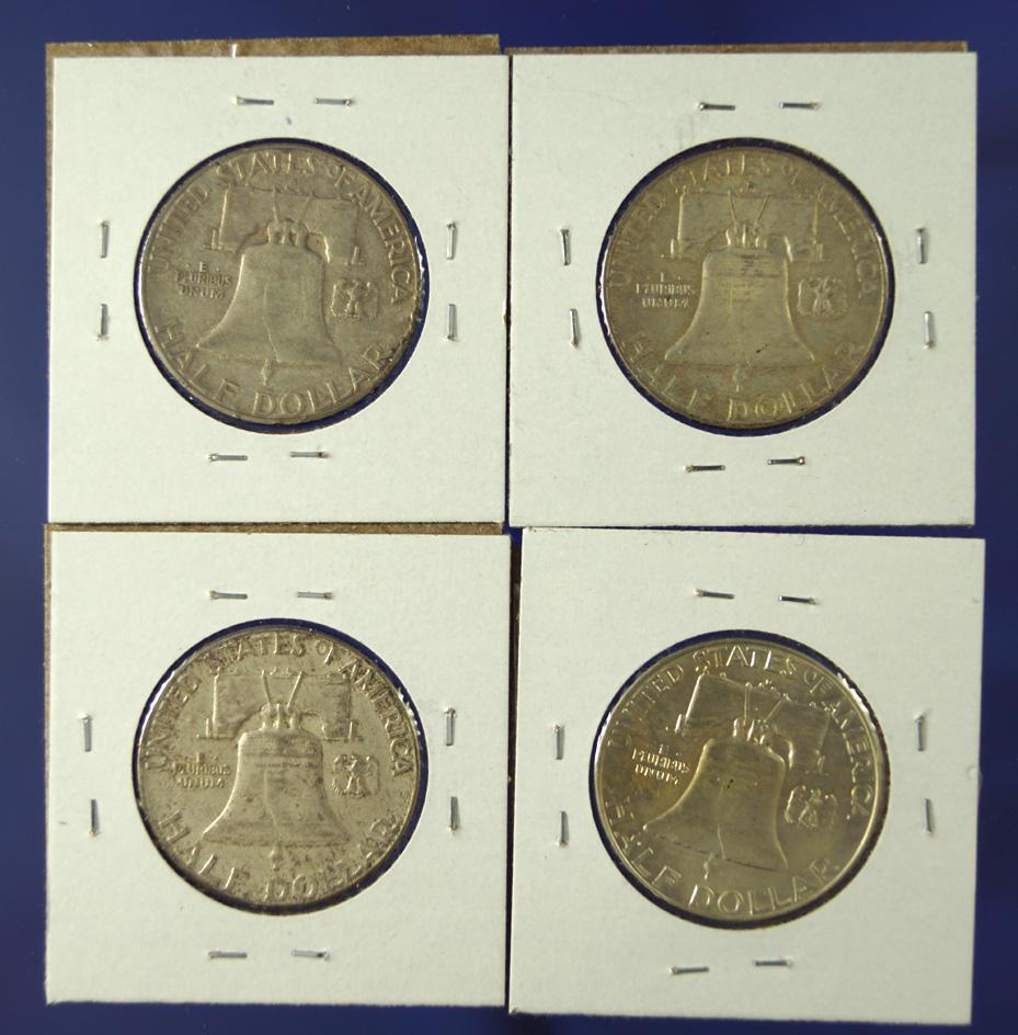 1949-S, 1957-D, 1963 and 1963-D Franklin Half Dollars VF-BU