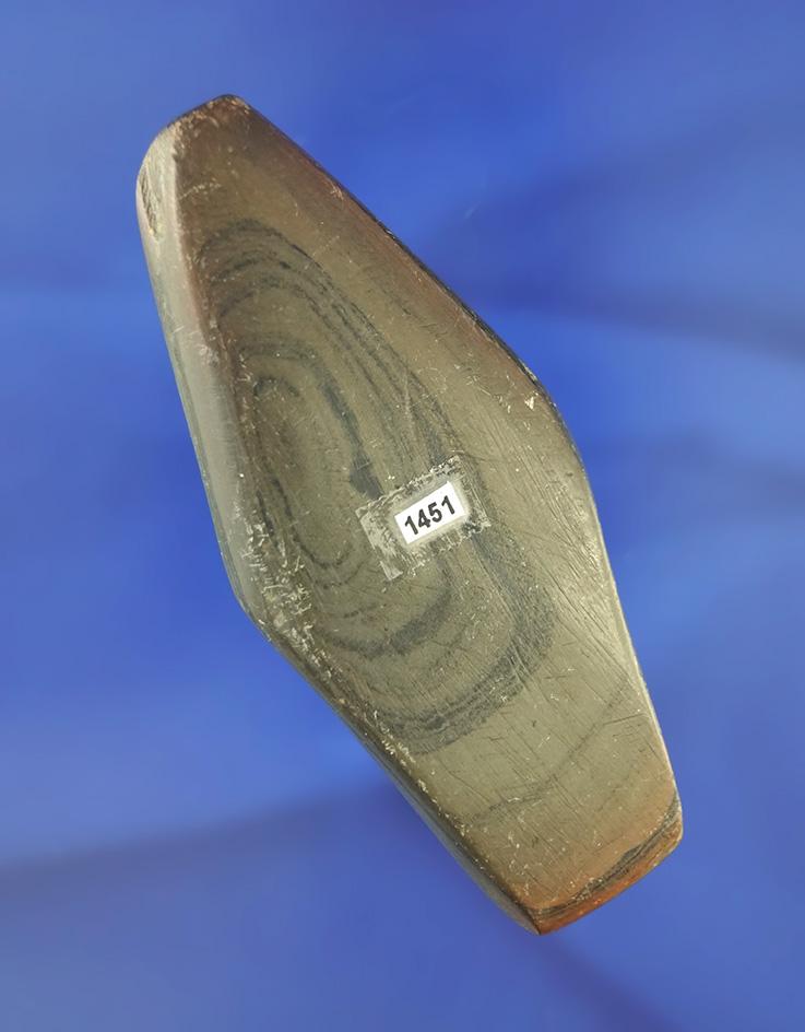 3 3/4" undrilled Adena Expanded Center Gorget found in Shelby Co.,  Ohio - very good condition.