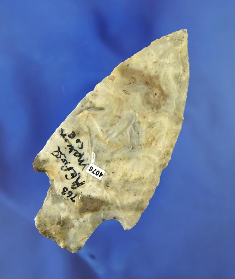 Uniquely beveled 3 13/16" Late Adena found in Marion County Ohio made from Flint Ridge Flint.