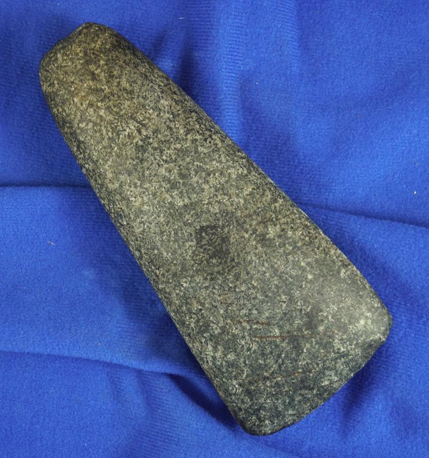 Excellent age on this 6 3/8" well styled Hardstone Celt found in Michigan. Collected prior to 1950